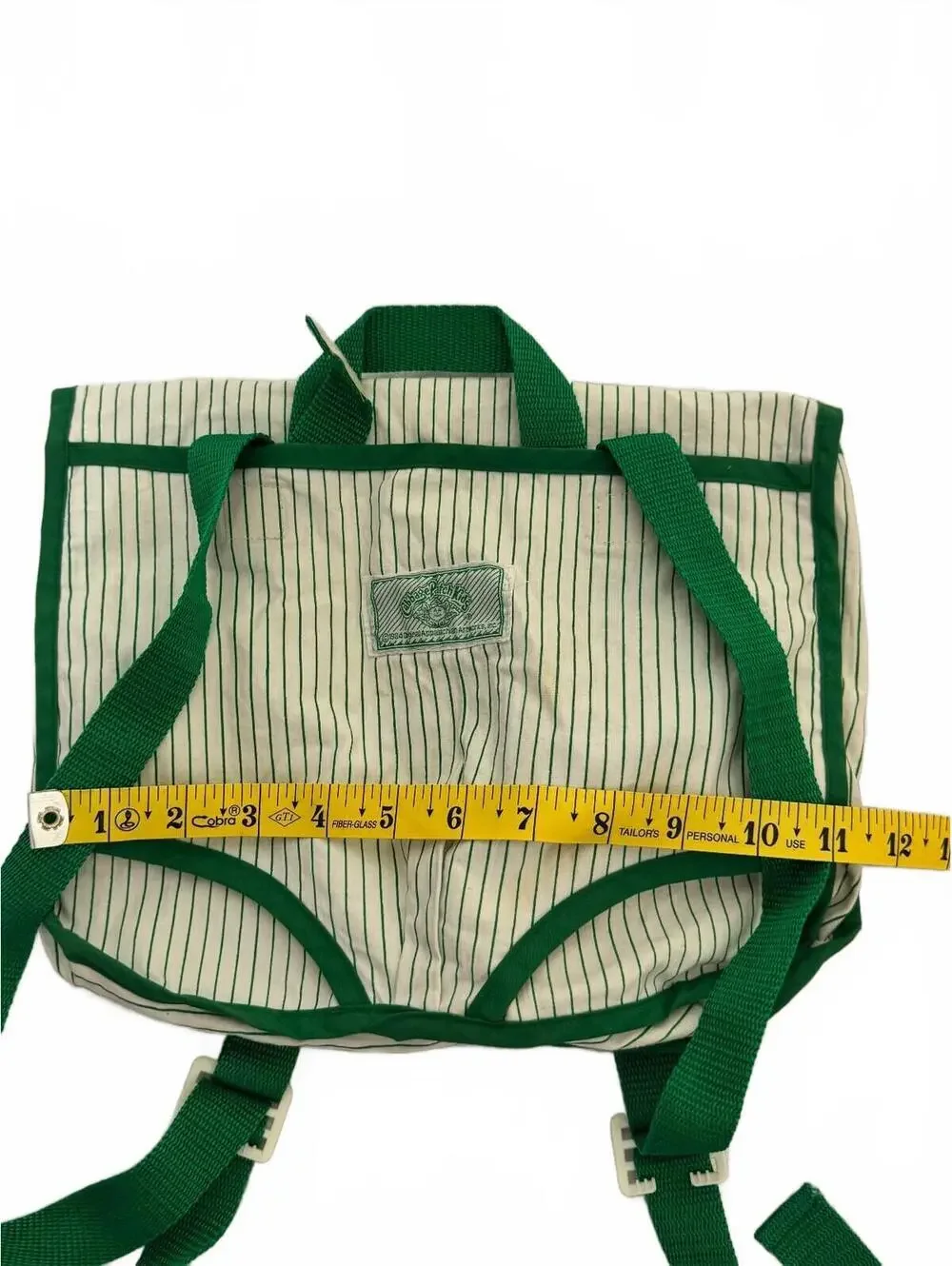 Vintage Cabbage Patch Kids Green Striped Canvas Backpack Coleco 1984